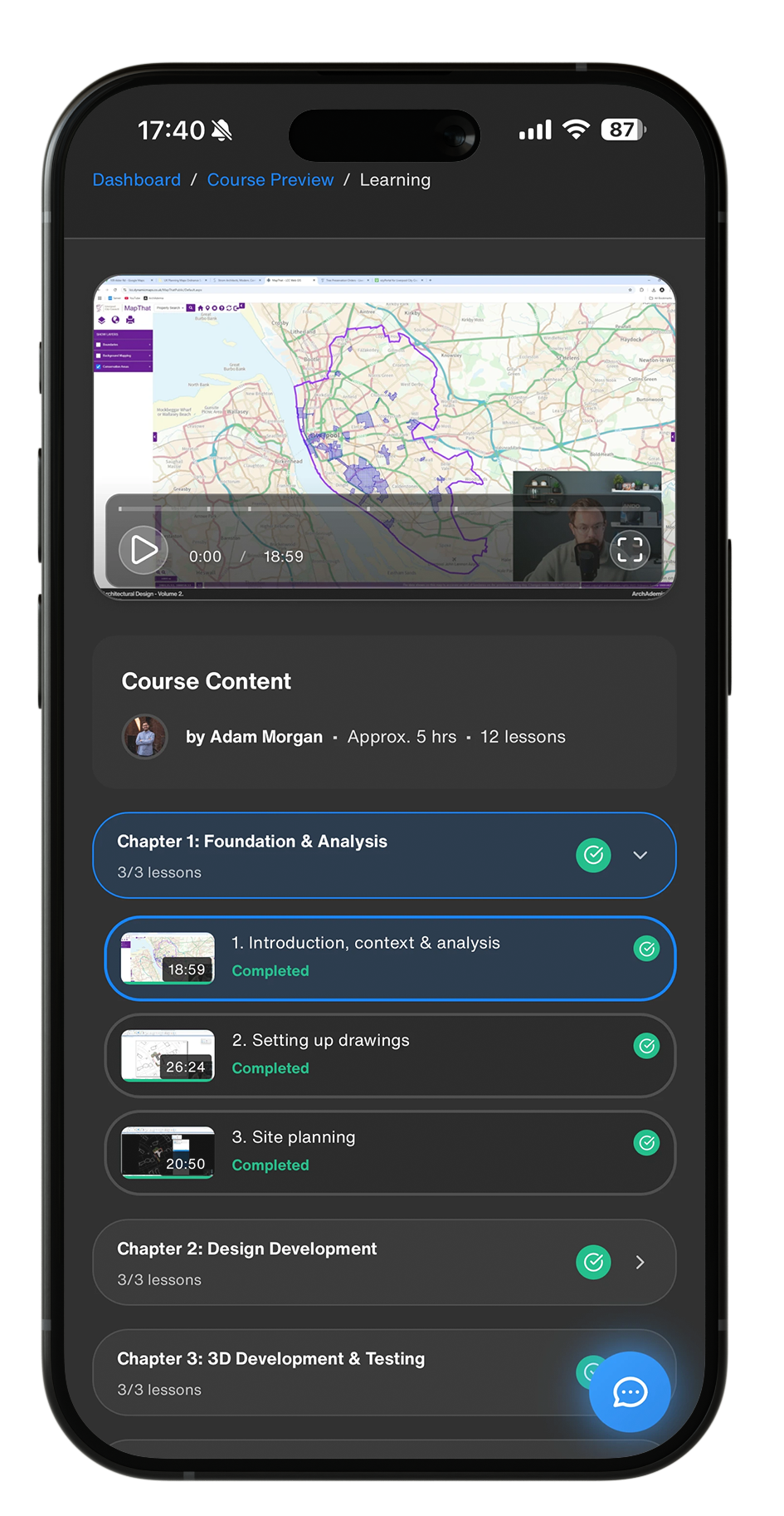 ArchAdemia Mobile App - Course View