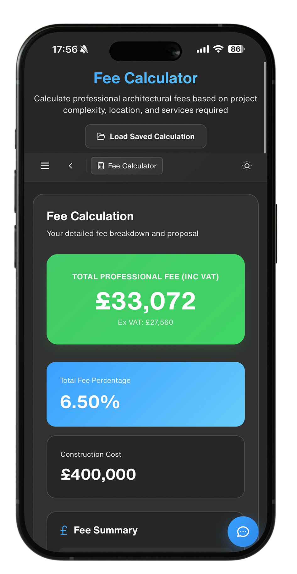 ArchAdemia Mobile App - Fee Calculator